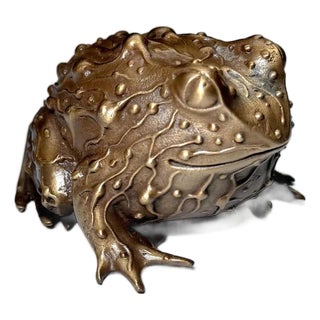 Karen Caviano Bronze Horned Frog Sculpture | Limited Edition Cast Figurine For Sale