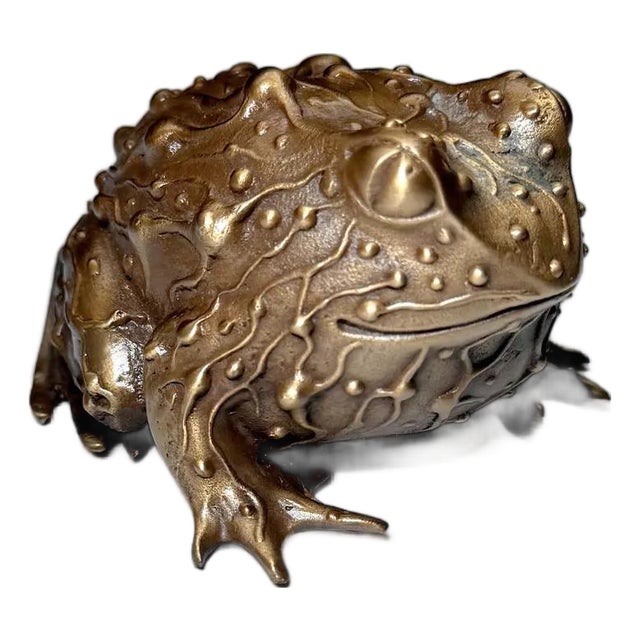 Karen Caviano Bronze Horned Frog Sculpture | Limited Edition Cast Figurine For Sale