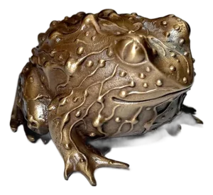 Karen Caviano Bronze Horned Frog Sculpture | Limited Edition Cast Figurine