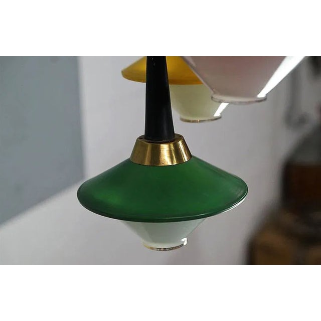 Blue Vintage Italian Mid-Century “Cascade Color” Chandelier — Multicolor Glass, 1950s For Sale - Image 8 of 8