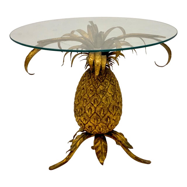 Hollywood Regency Tole Pineapple Side Table Chairish