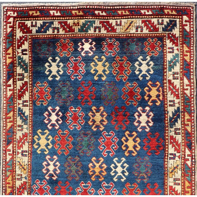 Antique Caucasian Kazak Rug With Geometric and Tribal Motifs 4'3" X7'6" For Sale - Image 9 of 13