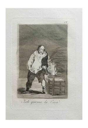 Francisco Goya, Y se le Quema la Casa, Original Etching, 1799