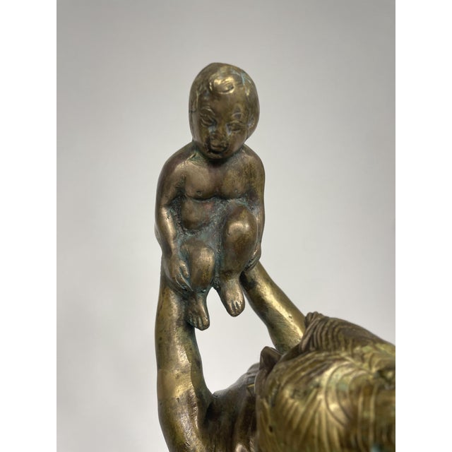 Vintage Woman with Baby Figurine in Bronze, 1930s For Sale - Image 6 of 11