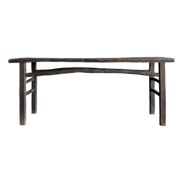 Vintage Elm Wood Console Table For Sale