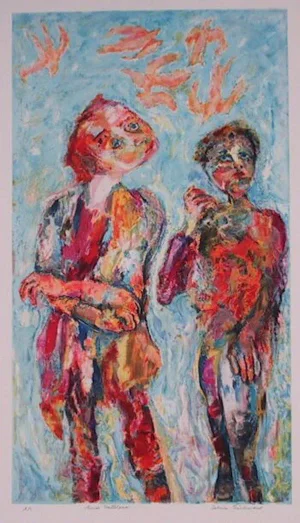 Sabina Teichman, "Bird Watchers," Lithograph