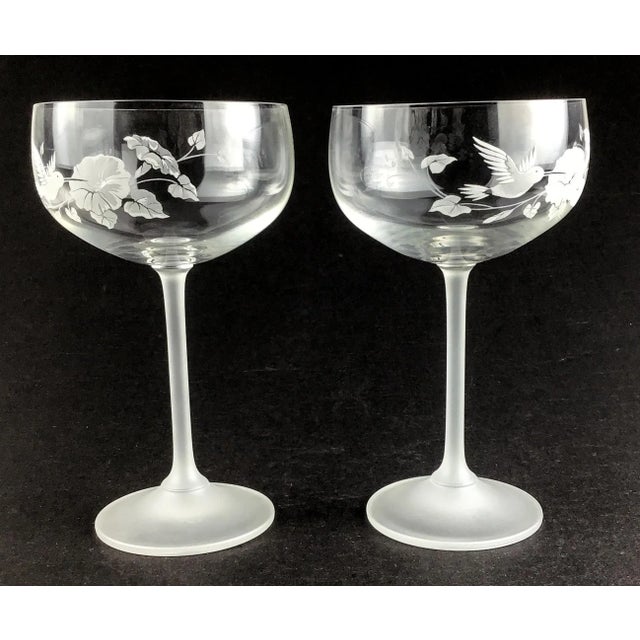 Over 24% full lead crystal wine glasses produced by Avon. These beautiful glasses have frosted stems and frosted etchings...