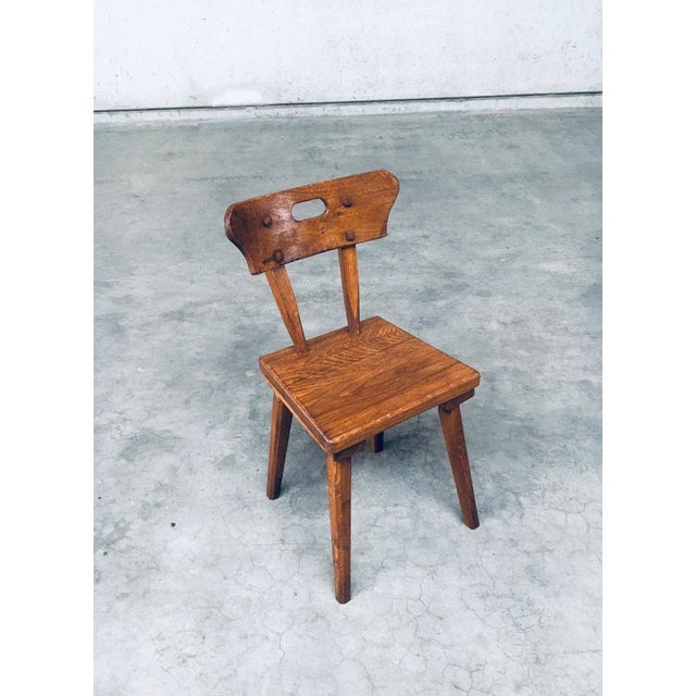 French Folk Art Rustic Dining Chair Set in Oak, 1940s, Set of 6 For Sale - Image 14 of 18