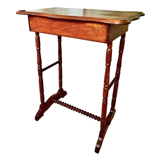 19th C. American Federal Cherry Bobbin Turned Trestle Table For Sale