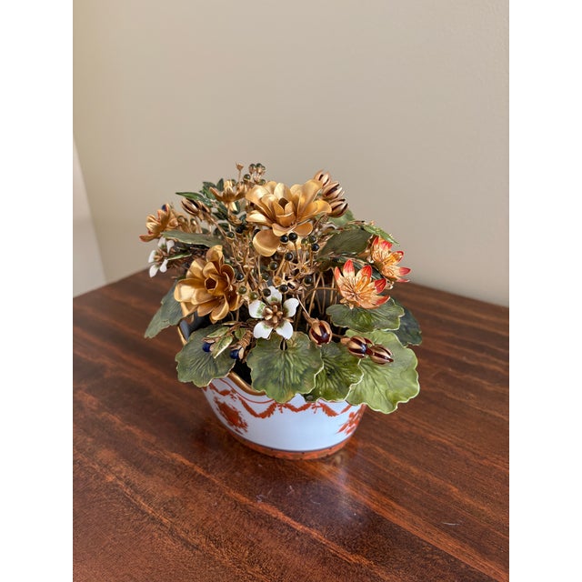 French Country 1970s Fleurs Des Siècles Enamel Flower Bouquet by Vista Alegre for Mottahedeh For Sale - Image 3 of 10