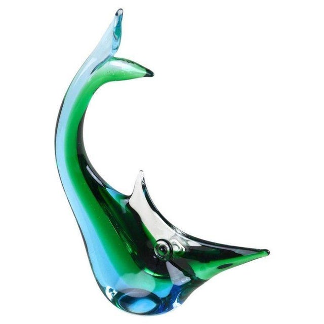 Mid-Century Murano Glass Fish Sculpture in Blue and Green Tones, Italy, 1970 For Sale - Image 3 of 18