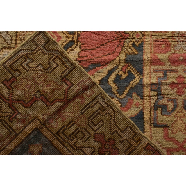 Beige Antique Spanish Arts & Crafts Rug in Beige-Brown, Red and Blue Floral Pattern For Sale - Image 8 of 8