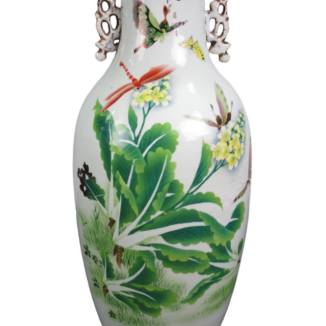 Vintage Chinese Dragon Flies Famille Rose Porcelain Vase For Sale In Greensboro - Image 6 of 13