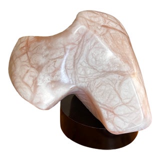Vintage Large Abstract Modernist Marble Sculpture in Pink Marble For Sale