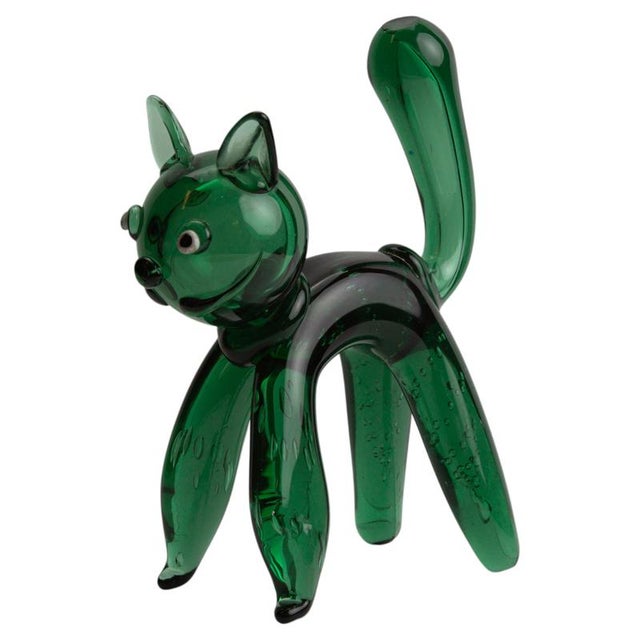 Green Glass Cat Sculpture attributed to Toso et Bagnoli, Empoli, 1950s For Sale - Image 10 of 10