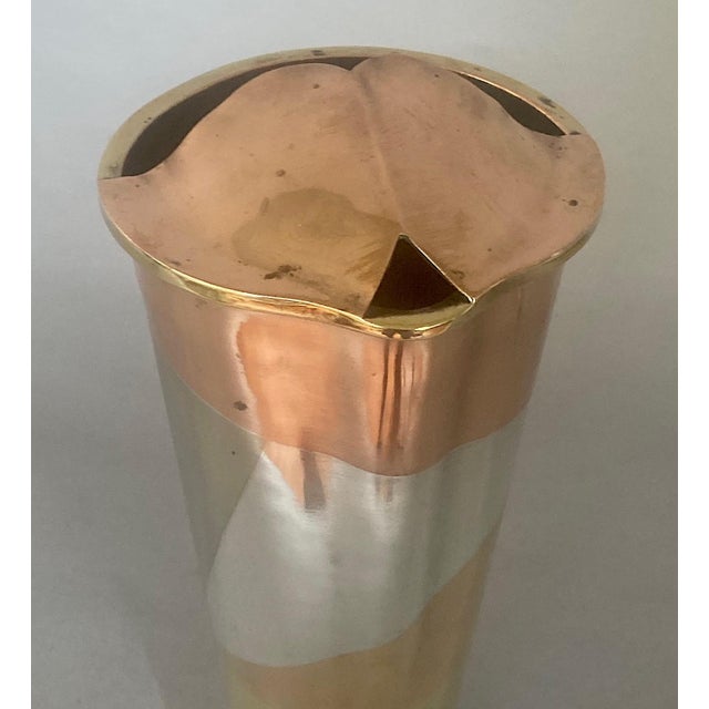 Mid-Century Modern 1950s Casados Mixed Metal Mexican Cocktail Shaker -- Silver, Copper, Brass For Sale - Image 3 of 7
