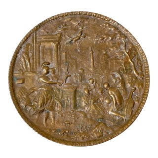 Antique 1800's Solid Bronze Relief Wall Plaque Greek Roman Mythology Statue For Sale