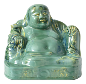 Italian Green Glazed Buddha Figurine by Gio Ponti for Richard Ginori, 1930s