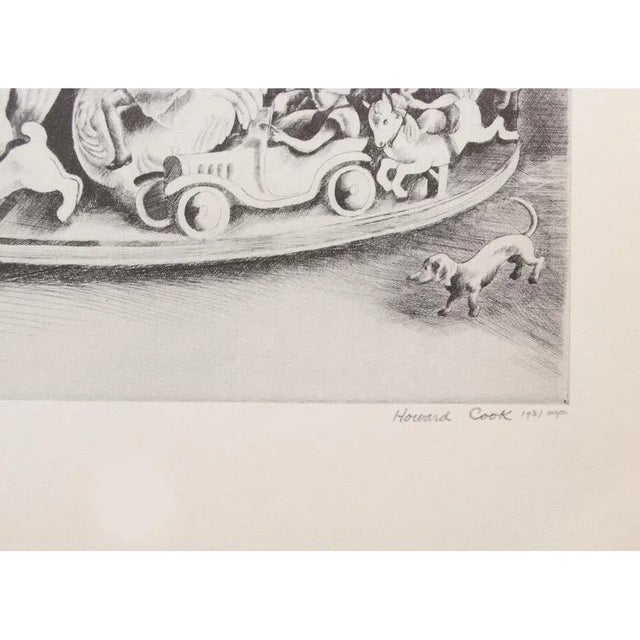 1930s 1939 After Howard Cook "Mary-Go-Round", First Edition Period Etching For Sale - Image 5 of 11