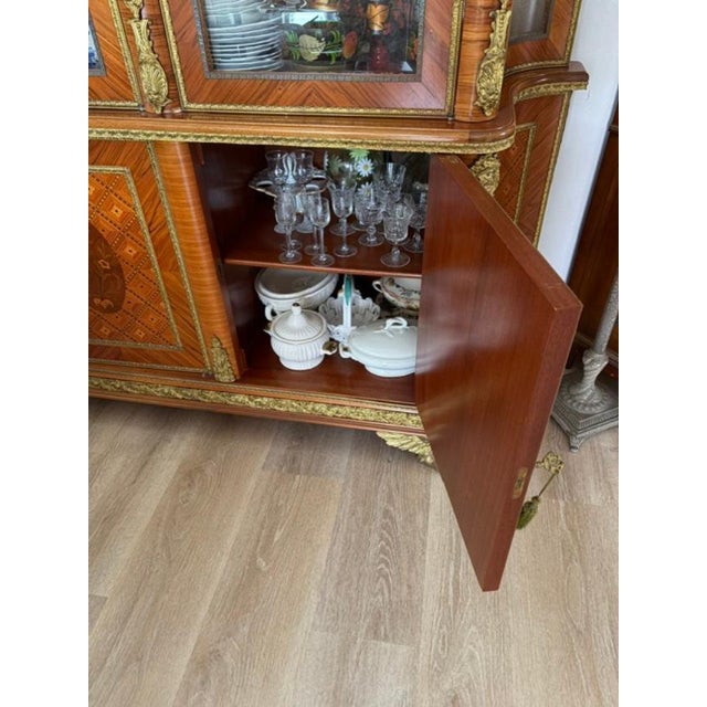 1960 Superb Quality Italian Display Cabinet Brass Work and Inlay For Sale - Image 4 of 10