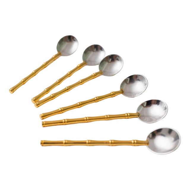 Bauhaus Spoons in Silver and Gilding from Gucci, 1970s, Set of 6 For Sale