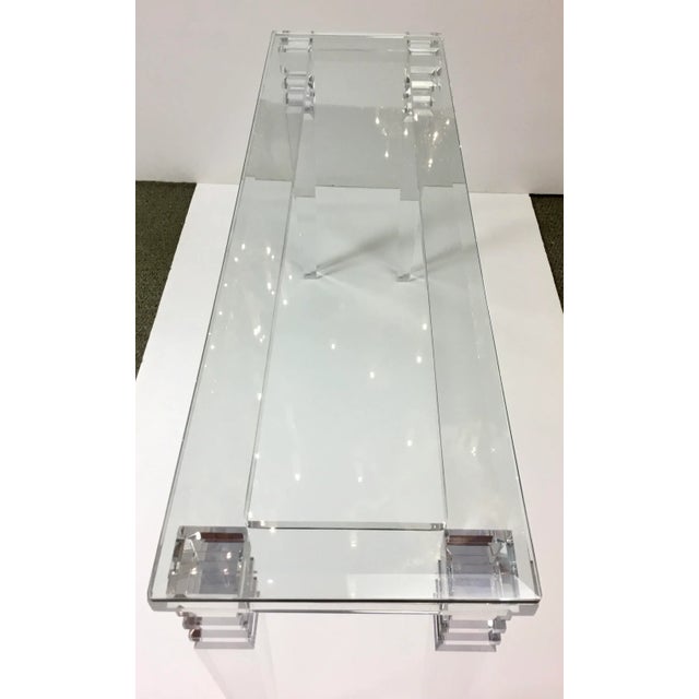 2010s Contemporary Venetian Acrylic and Glass Console Table For Sale - Image 5 of 7