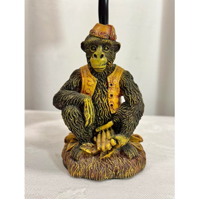 Vintage Bell Hop Monkey Accent Lamp With Green Shade For Sale - Image 4 of 11