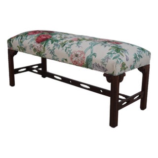 Southwood Chippendale Mahogany Upholstered Window Bench For Sale
