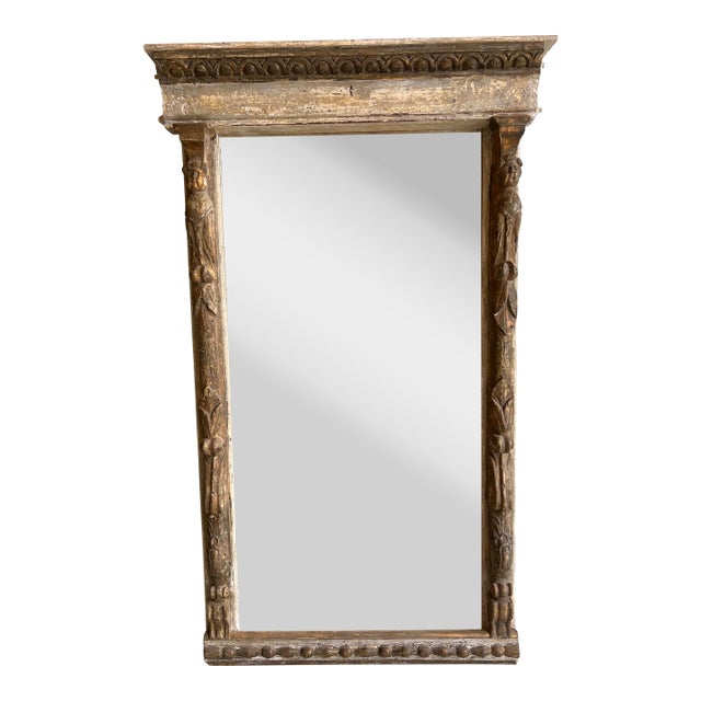 Italian Carved Mirror From Tuscany With Gold Faces For Sale