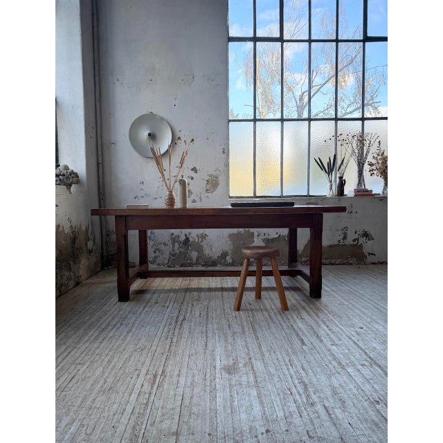 Wood Rustic Farmhouse Table in Oak, 1950s For Sale - Image 7 of 18