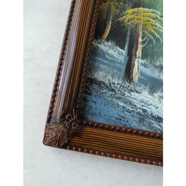 Mid 20th Century Framed Mid Century Oil Painting Waterfall Scene For Sale - Image 5 of 8