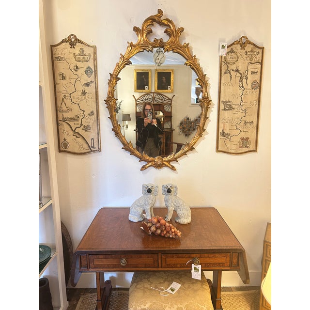 Gold Vintage Giltwood Oval Wall Mirror For Sale - Image 8 of 8