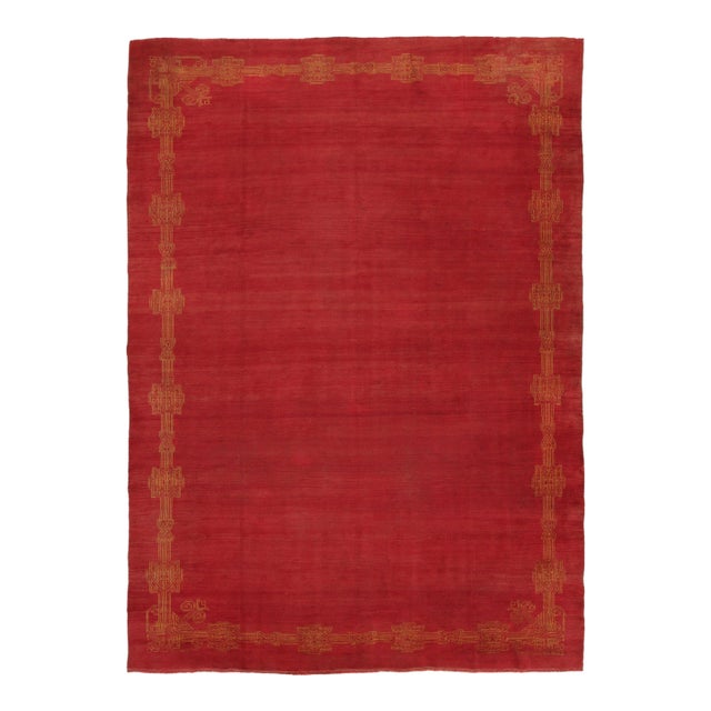 Antique Art Deco Oushak Wool Rug by Rug & Kilim, Open Field Design, 1920-1929 For Sale