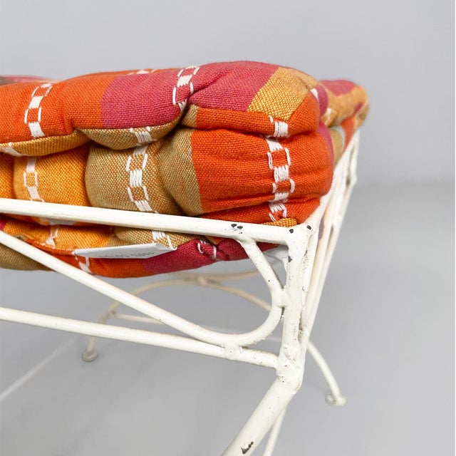 Mid-Century Modern Italian White Iron Stools with Pillow, 1960s, Set of 2 For Sale - Image 9 of 15