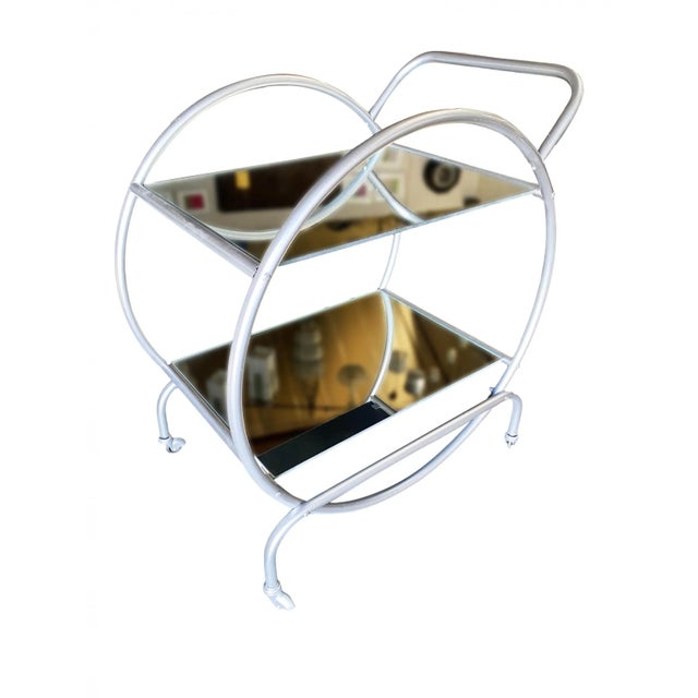 Silver 1930s Bauhaus Inspired Art Deco Chrome Tubular Bar Cart For Sale - Image 8 of 8
