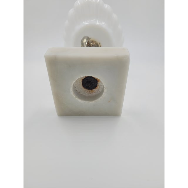 Mid 20th Century Hollywood Regency Cherub & Milk Glass Shell Dish on Marble Base For Sale In Mobile - Image 6 of 12