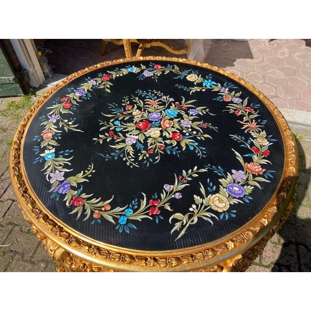 Gold Late 20c Italian Baroque Gold Beech Floral Dining Table – 1 Pc For Sale - Image 8 of 9