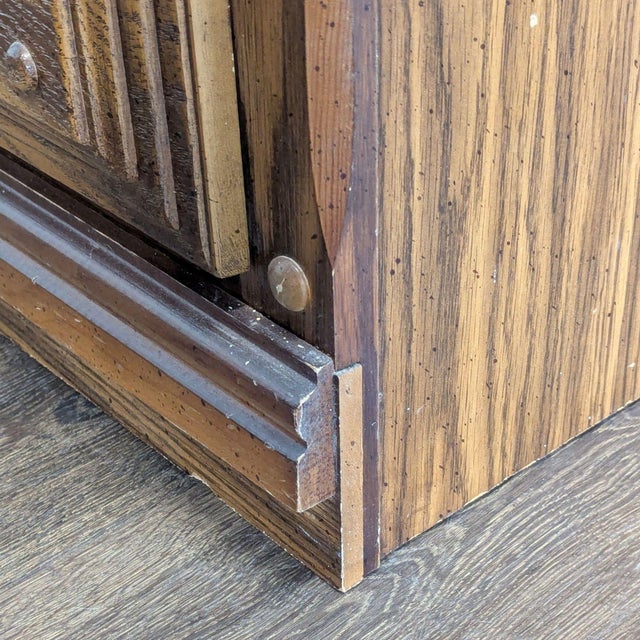 Vintage Classic Wooden 3-Drawer Dresser With Metal Handles For Sale - Image 9 of 11