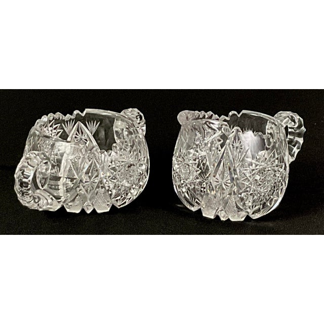 American Brilliant Period-Abp-1880-1916 Creamer and Sugar Set For Sale - Image 4 of 7