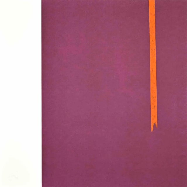 Eleni Zerva, Green Cosmos, Dark Violet, Lithograph, 1971 For Sale