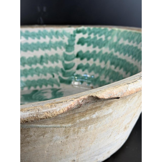 Large Antique Granada Green Majolica Bowl, 1700s For Sale - Image 9 of 11