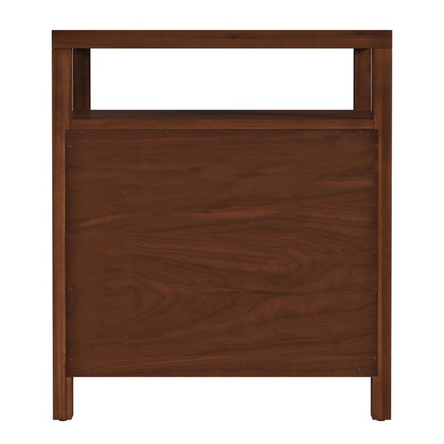 Nora 27 in. W Rectangular Wood 3 Drawer Tall Nightstand with Open Shelf on Top, Walnut For Sale In Chicago - Image 6 of 8