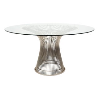 Mid-Century Glass and Metal Dining Table attributed to Warren Platner for Knoll, 1966 For Sale