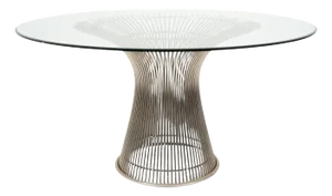 Mid-Century Glass and Metal Dining Table attributed to Warren Platner for Knoll, 1966