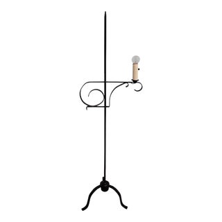 Wrought Iron Floor Bridge Lamp Stamped Jg (Jg Ironworks, Brooklyn Ny) For Sale