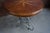 Rustic European Ethan Allen Inlayed Top Iron Base Round End Table For Sale - Image 3 of 5