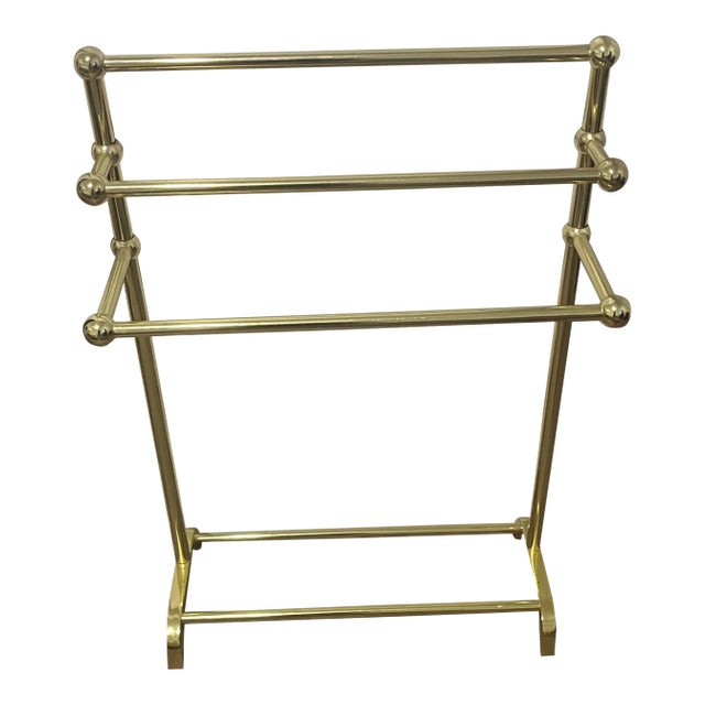 Vintage Solid Brass Quilt/Towel Rack For Sale