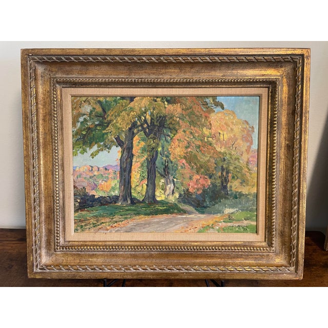 Green "Autumn Woodland", George Laurence Nelson Original Oil Painting, 1955 For Sale - Image 8 of 10