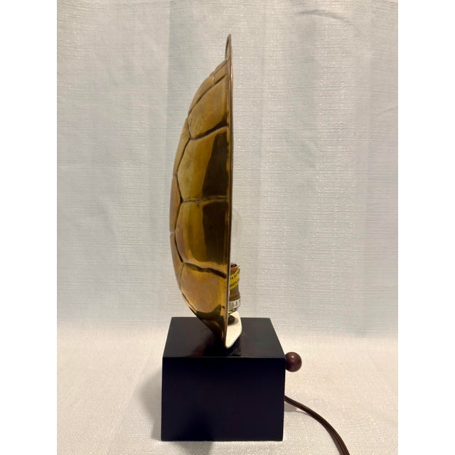 1970s Chapman Brass Faux Turtle Shell Wall Wash Lamp by Turtle and Crane - Mid Century Modern Styled After Karl Springer For Sale - Image 9 of 12