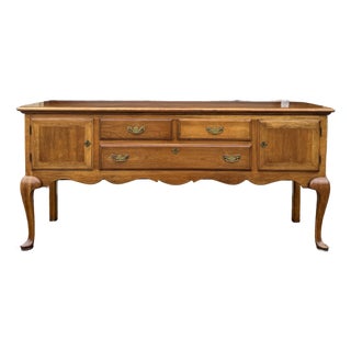 Vintage Statton Queen Anne Solid Cherry 3 Drawer Locking Sideboard or Buffet For Sale